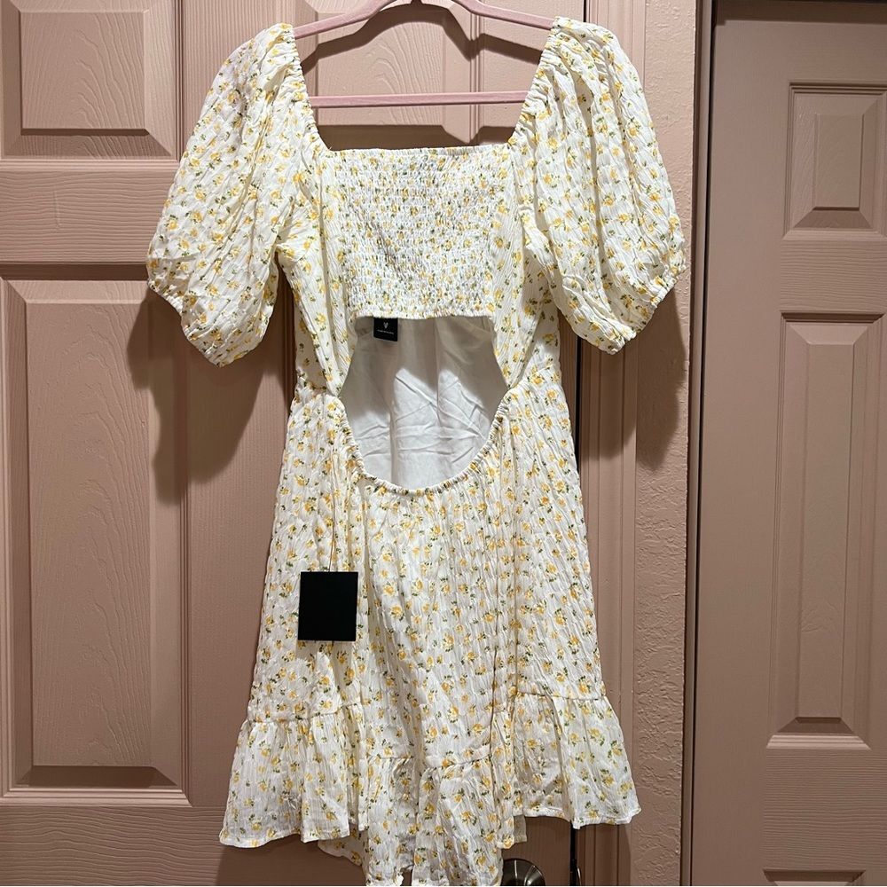 Lulus Flirtatious Fit White Floral Print Puff Sleeve Mini Dress - Picture 4 of 9